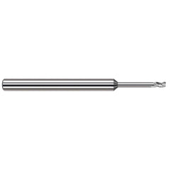 Corner Radius End Mill: 0.093″ Dia, 9/64″ LOC, 0.01″ Radius, 3 Flutes, Solid Carbide 2-1/2″ OAL, 1/8″ Shank Dia, 42 ° Helix, Bright/Uncoated, Corner Radius End