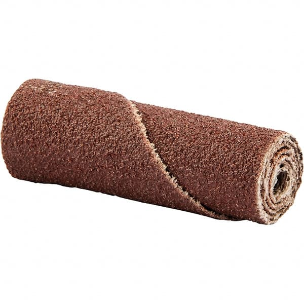 Norton - 1/2" Max Roll Diam x 1-1/2" OAL, 120 Grit Aluminum Oxide Straight Cartridge Roll - 1/8" Pilot Hole Diam, X Weighted Cloth Backing, 18,000 Max RPM - Caliber Tooling