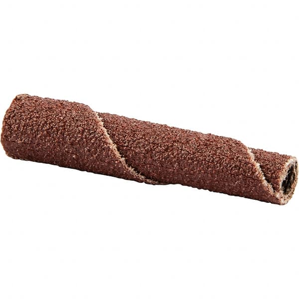 Norton - 1/4" Max Roll Diam x 1-1/2" OAL, 80 Grit Aluminum Oxide Straight Cartridge Roll - 1/8" Pilot Hole Diam, X Weighted Cloth Backing, 23,000 Max RPM - Caliber Tooling