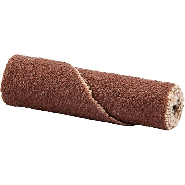 Norton - 3/8" Max Roll Diam x 1-1/2" OAL, 60 Grit Aluminum Oxide Straight Cartridge Roll - 1/8" Pilot Hole Diam, X Weighted Cloth Backing, 23,000 Max RPM - Caliber Tooling