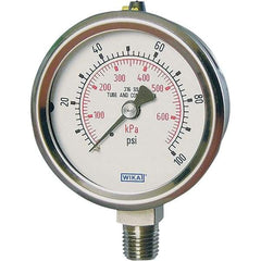 Wika - 4" Dial, 1/4 Thread, -1-10 Scale Range, Pressure Gauge - Lower Connection Mount, Accurate to 1% of Scale - Caliber Tooling