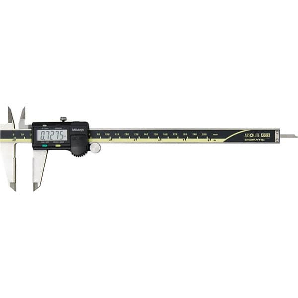 Mitutoyo - 0 to 8" Range 0.01mm Resolution, Electronic Caliper - Steel with 50mm Carbide-Tipped Jaws, 0.001" Accuracy, SPC Output - Caliber Tooling