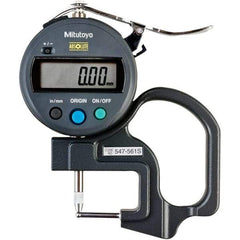 Mitutoyo - 0mm to 12mm Measurement, 0.01mm Resolution Electronic Thickness Gage - Accurate up to 0.001", 1.5 N Measuring Force - Caliber Tooling