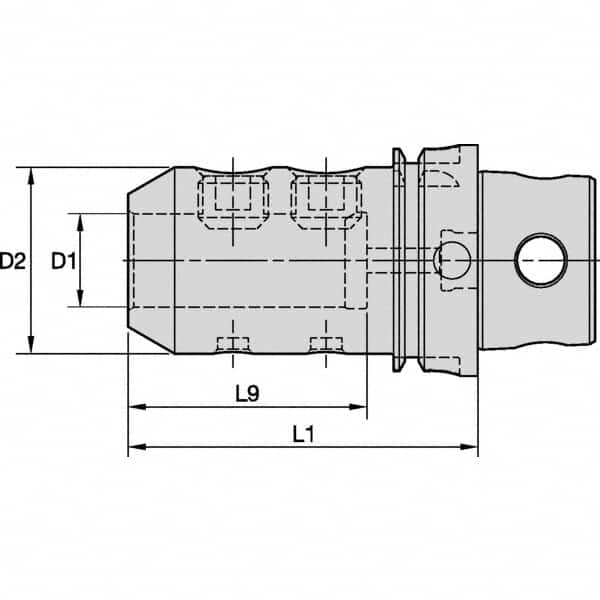 Kennametal - KM4X63 Modular Connection 1/4" Hole End Mill Holder/Adapter - 1" Nose Diam, 3" Projection, Through Coolant - Exact Industrial Supply