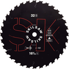 Skilsaw - 16-5/16" Diam, 1" Arbor Hole Diam, 32 Tooth Wet & Dry Cut Saw Blade - Carbide-Tipped, Cutoff Action, Standard Round Arbor - Caliber Tooling