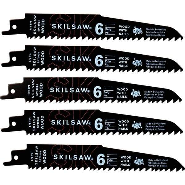 Skilsaw - 6" Long x 1" Thick, Bi-Metal Reciprocating Saw Blade - Straight Profile, 5 to 8 TPI, Toothed Edge, Universal Shank - Caliber Tooling