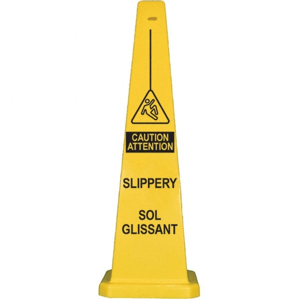 PRO-SAFE - Wet Floor, 12" Wide x 36" High, Polypropylene Cone Floor Sign - Caliber Tooling