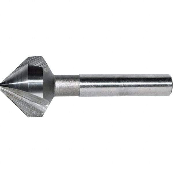 Keo - 1" Head Diam, 3/8" Shank Diam, 3 Flute 60° Cobalt Countersink - Bright Finish, 2-3/4" OAL, Single End, Straight Shank, Right Hand Cut - Caliber Tooling