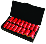 Insulated 3/8" Drive Inch & Metric Socket Set 5/16"-3/4" and 8.0mm - 19mm Sockets in Storage Box. 16 Pc Set - Caliber Tooling