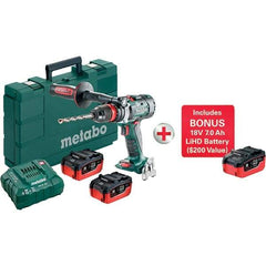 Metabo - 18 Volt 1/2" Chuck Pistol Grip Handle Cordless Drill - 0-500 & 0-2050 & 3800 RPM, Keyless Chuck, Reversible, 3 Lithium-Ion Batteries Included - Caliber Tooling