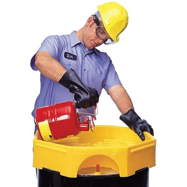 UltraTech - 9-1/2" High x 29" Diam, Polyethylene, Manual Closing Bung Funnel - 6 Gal Drum/Pail Capacity - Caliber Tooling