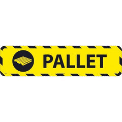 NMC - Pallet, Anti-Skid Pressure-Sensitive Vinyl Floor Sign - Rectangle, Black on Yellow, Adhesive Backed, For Restroom, Janitorial & Housekeeping - Caliber Tooling