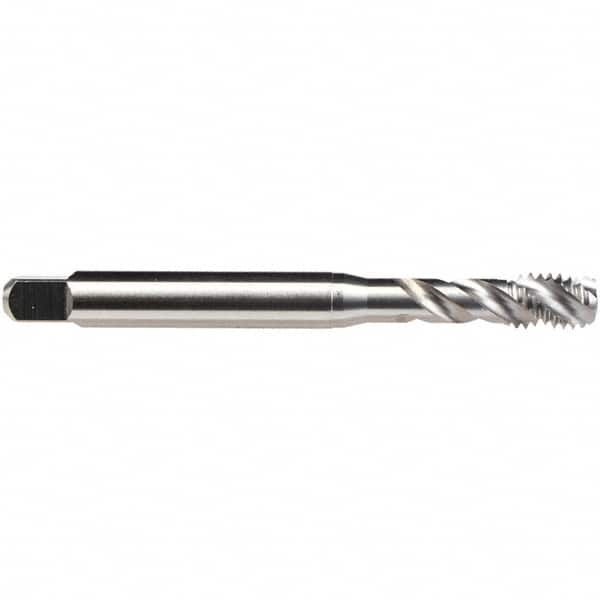 Emuge - M4x0.7 M 4 Flute Bottoming Spiral Flute Tap - High Speed Steel, Bright Finish, 63mm OAL, Right Hand Flute, Right Hand Thread, Series B0513500 - Caliber Tooling