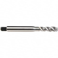 Emuge - M4x0.7 M 4 Flute Bottoming Spiral Flute Tap - High Speed Steel, Bright Finish, 63mm OAL, Right Hand Flute, Right Hand Thread, Series B0513500 - Caliber Tooling