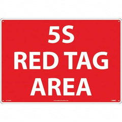 NMC - "5S Red Tag Area", 14" Long x 20" Wide, Rigid Plastic Safety Sign - Rectangular, Use for Workplace/Safety - Caliber Tooling