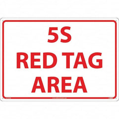 NMC - "5S Red Tag Area", 14" Long x 20" Wide, Rigid Plastic Safety Sign - Rectangular, Use for Workplace/Safety - Caliber Tooling