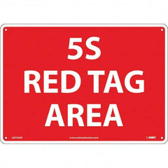 NMC - "5S Red Tag Area", 10" Long x 14" Wide, Aluminum Safety Sign - Rectangular, Use for Workplace/Safety - Caliber Tooling