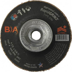 BULLARD - 50 Grit, 5" Wheel Diam, 1/8" Wheel Thickness, Type 29 Depressed Center Wheel - Coarse Grade, Ceramic, 12,200 Max RPM, Compatible with Angle Grinder - Caliber Tooling