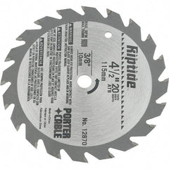 Porter-Cable - 4-1/2" Diam, 3/8" Arbor Hole Diam, 20 Tooth Wet & Dry Cut Saw Blade - Carbide-Tipped, Ripping Action, Standard Round Arbor - Caliber Tooling