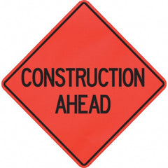 PRO-SAFE - "Construction Ahead," 48" Wide x 48" High Vinyl Traffic Control Sign - Caliber Tooling