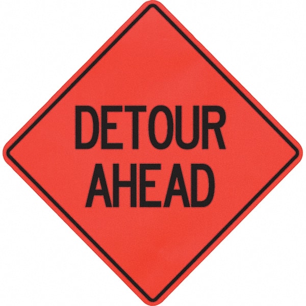 PRO-SAFE - "Detour Ahead," 48" Wide x 48" High Vinyl Traffic Control Sign - Caliber Tooling