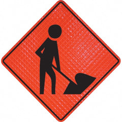 PRO-SAFE - Worker Digging, 36" Wide x 36" High Vinyl Traffic Control Sign - Caliber Tooling