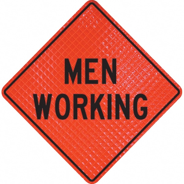 PRO-SAFE - "Men Working," 36" Wide x 36" High Vinyl Traffic Control Sign - Caliber Tooling