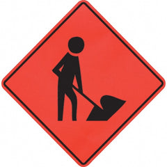 PRO-SAFE - Worker Digging, 48" Wide x 48" High Vinyl Traffic Control Sign - Caliber Tooling