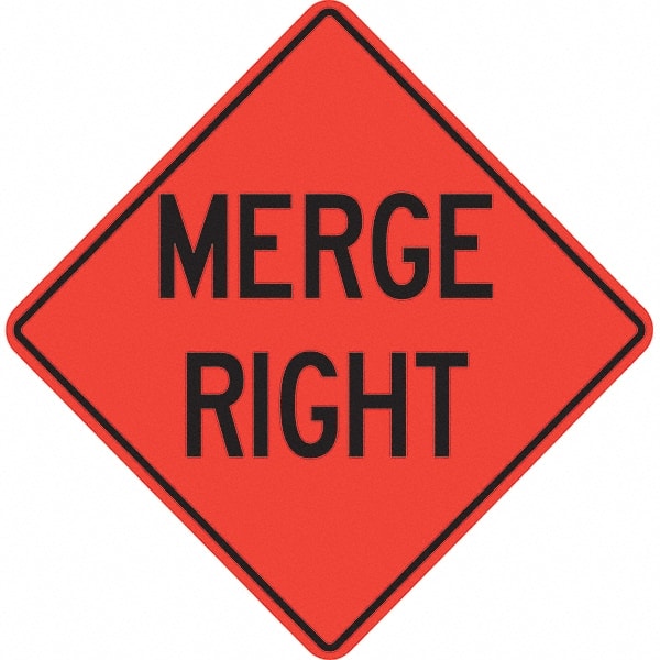 PRO-SAFE - "Merge Right," 36" Wide x 36" High Vinyl Traffic Control Sign - Caliber Tooling