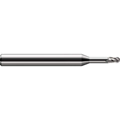 Ball End Mill: 0.023″ LOC, 4 Flute, Solid Carbide 2-1/2″ OAL, 1/8″ Shank Dia, 30 ° Helix, Uncoated