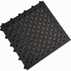 Value Collection - 18" Long x 18" Wide x 1" Thick, Anti-Fatigue Modular Matting Anti-Fatigue Flooring - 2 Interlocking Sides, Black, For Dry & Wet Areas - Caliber Tooling