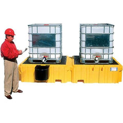 UltraTech - 535 Gal Sump Capacity, Polyethylene TWIN IBC Spill Pallet, Left Side Bucket - 61.6" Long x 22" Wide x 124-1/2" High, 8,000 Lb Capacity, 2 Totes, Includes 1 Left Side Bucket Shelf - Caliber Tooling