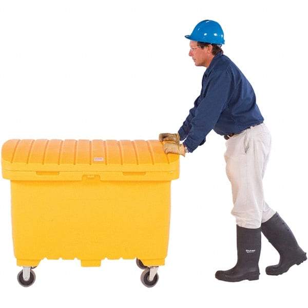 UltraTech - 15 Cu Ft, 350 Lb Load Capacity Yellow Polyethylene Tote Container - 48" Long x 31" Wide x 41.8" High, Lid Included - Caliber Tooling