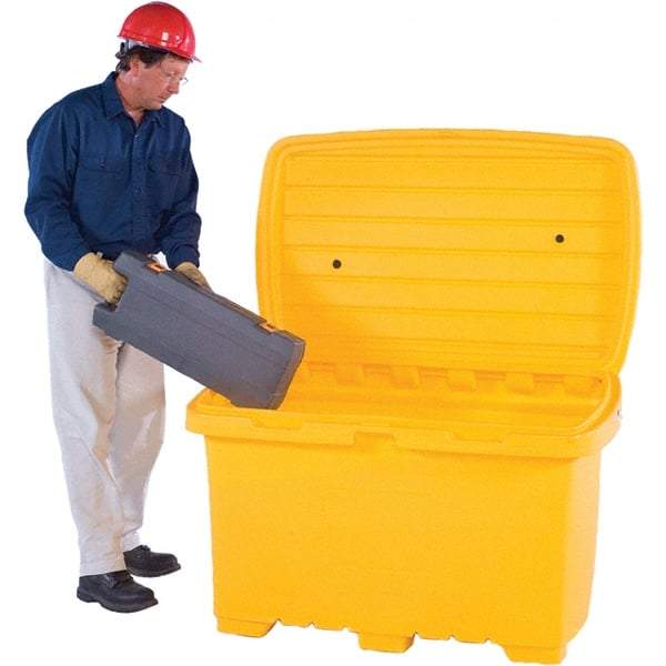 UltraTech - 15 Cu Ft, 350 Lb Load Capacity Yellow Polyethylene Tote Container - 48" Long x 31" Wide x 41.8" High, Lid Included - Caliber Tooling