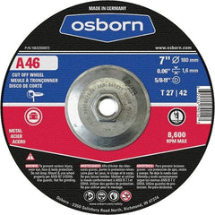 Osborn - 7" 46 Grit Aluminum Oxide Cutoff Wheel - 0.06" Thick, 5/8-11 Arbor, Use with Angle Grinders - Caliber Tooling