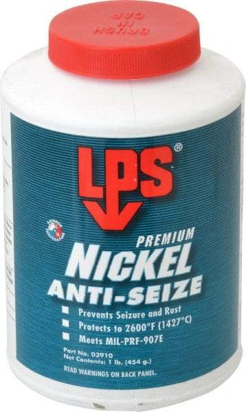 LPS - 1 Lb Can Extreme Temperature Anti-Seize Lubricant - Nickel, -65 to 2,600°F, Silver Gray, Water Resistant - Caliber Tooling