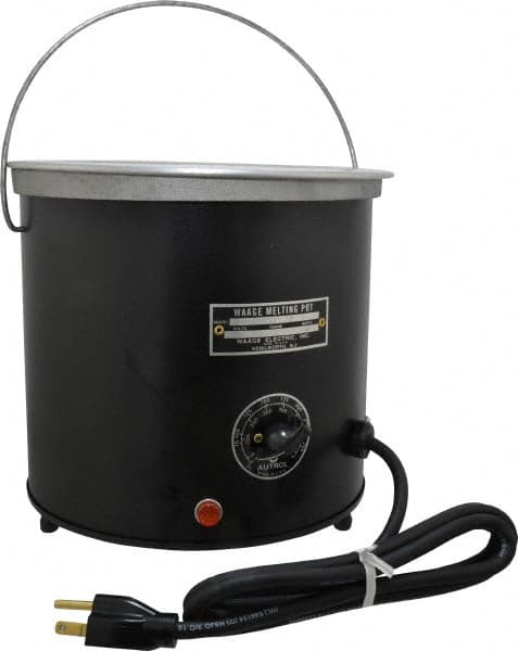 WAAGE - 1 Gal, 5-1/2" Deep, 150 to 450°F, Dip Coat Pot - 8" ID, 115 Volts, 1000 Watts - Caliber Tooling