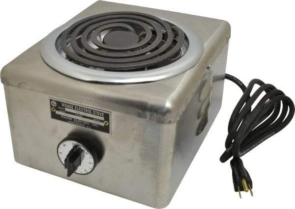 WAAGE - 10" Long x 8 Wide x 7" High, 115 Volt Hot Plate - 1 Burner, 1500 Watt, 13 Amps - Caliber Tooling