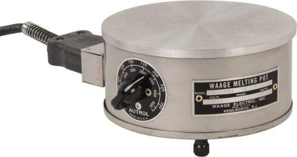 WAAGE - 4" High, 115 Volt Hot Plate - 150 to 550°F, 1 Burner, 600 Watt, 6" Diam, 6 Amps - Caliber Tooling