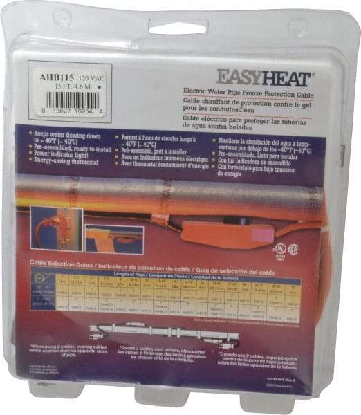 EasyHeat - 15' Long, Preassembled, Fixed Length, Fixed Wattage, Protection Heat Cable - 120 Input Volts, 105 Watts - Caliber Tooling