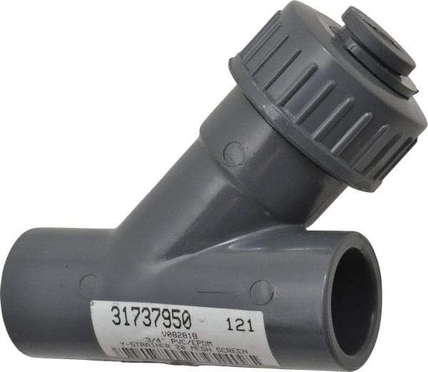 Simtech - 3/4" Pipe, Socket Ends, PVC Y-Strainer - 150 psi Pressure Rating - Caliber Tooling