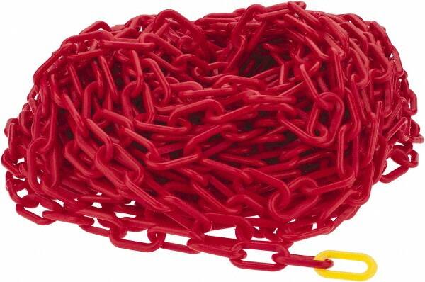 PRO-SAFE - 100' Long x 2" Wide Plastic Chain - Red - Caliber Tooling