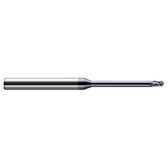 Ball End Mill: 0.05″ Dia, 0.075″ LOC, 3 Flute, Solid Carbide 2-1/2″ OAL, 1/8″ Shank Dia, 30 ° Helix, AlTiN Coated, Single End