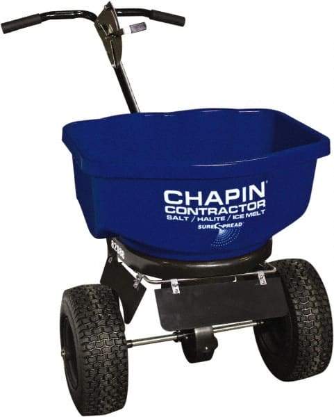 Chapin - 80 Lb Powder Coated Steel Walk Behind Broadcast Landscape Spreader - 14" Pneumatic Wheels - Caliber Tooling