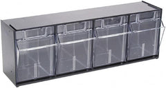 Deflect-o - 4 Compartment, 23-5/8 Inch Wide x 6-5/8 Inch Deep x 8-1/8 Inch High, Covered Modular - Plastic, Black and Clear - Caliber Tooling