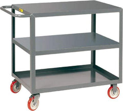 Little Giant - 1,200 Lb Capacity, 18" Wide x 32" Long x 35" High Service Cart - 3 Shelf, Steel, 2 Rigid/2 Swivel Casters - Caliber Tooling