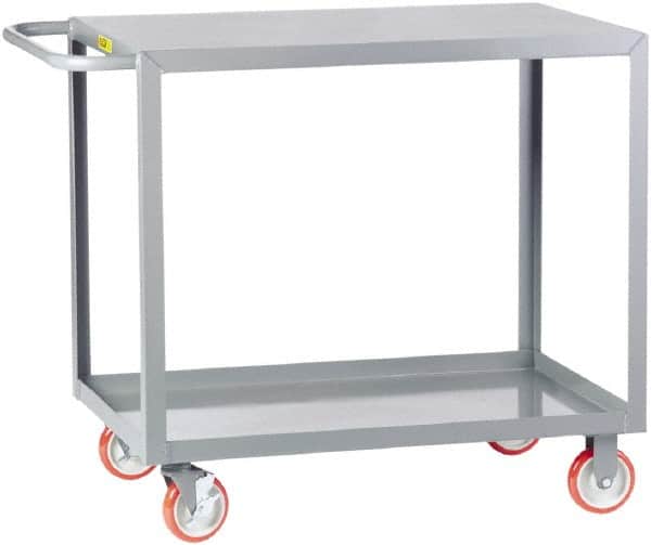 Little Giant - 1,200 Lb Capacity, 24" Wide x 48" Long x 35" High Service Cart - 2 Shelf, Steel, 2 Rigid/2 Swivel Casters - Caliber Tooling