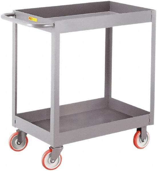 Little Giant - 1,200 Lb Capacity, 24" Wide x 48" Long x 35" High Deep Shelf Cart - 2 Shelf, Steel, 2 Rigid/2 Swivel Casters - Caliber Tooling