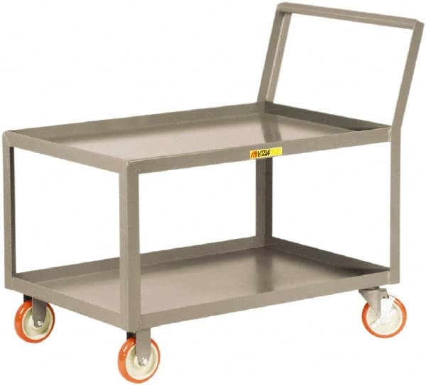 Little Giant - 1,200 Lb Capacity, 18" Wide x 24" Long x 35-3/4" High Standard Utility Cart - 2 Shelf, Steel, 2 Rigid/2 Swivel Casters - Caliber Tooling