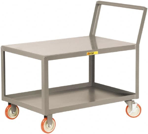 Little Giant - 1,200 Lb Capacity, 18" Wide x 32" Long x 35-3/4" High Standard Utility Cart - 2 Shelf, Steel, 2 Rigid/2 Swivel Casters - Caliber Tooling